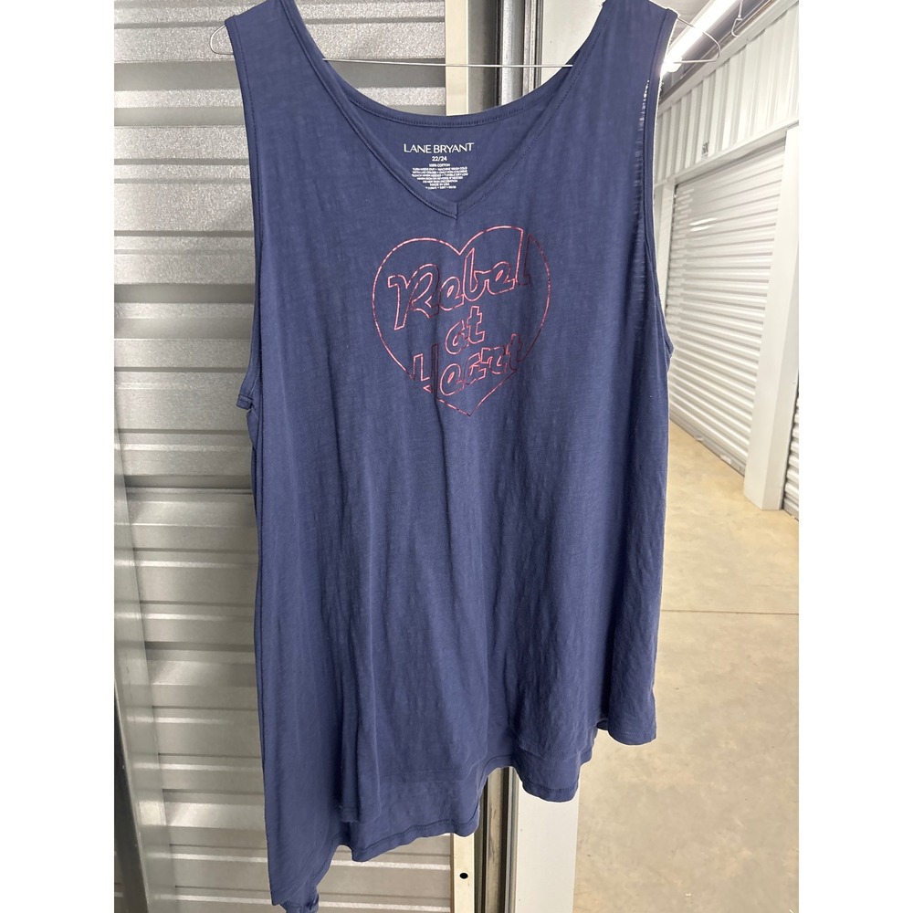 Lane Bryant Rebel at Heart Navy Blue Asymmetrical Hem Tank Top 22/24